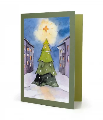 Weihnachtskarte Weihnachtsbaum mit Stern - Vorderseite