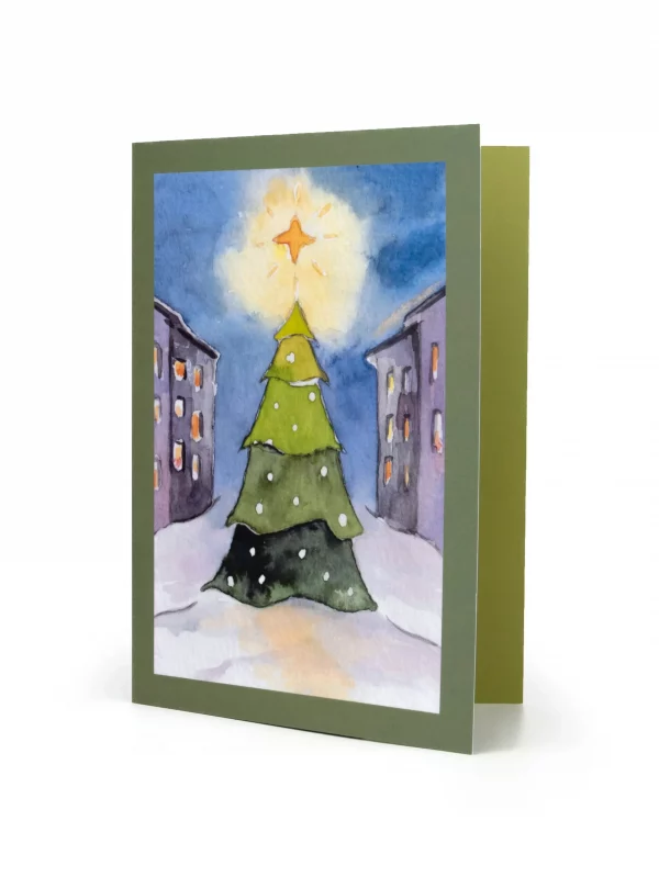 Weihnachtskarte Weihnachtsbaum mit Stern - Vorderseite